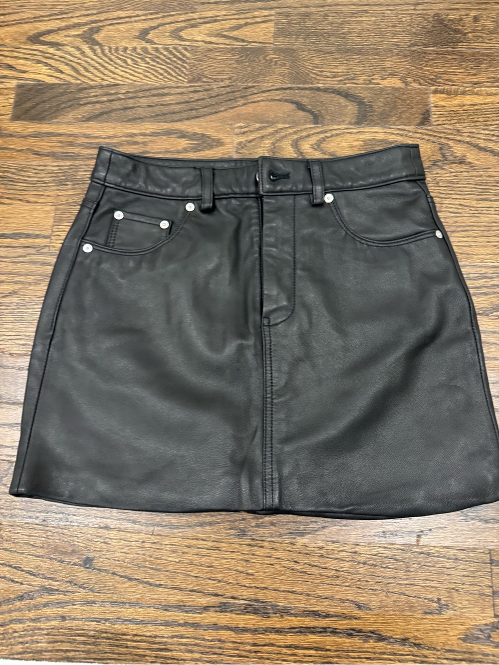 Blank NYC Black Leather Mini Skirt with Front Pockets size 26